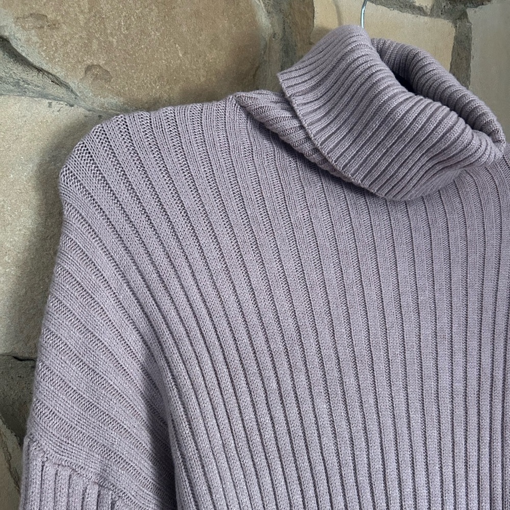 Lavender Ribbed Turtleneck Sweater Dress - Picture 4 of 5